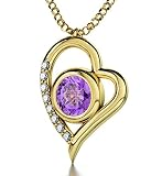 Gold Plated Silver I Love You Necklace in 12 Languages Romantic Heart Pendant with Cubic Zirconia Ge