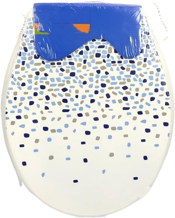 Toilet Lid Cover PP Goldfish Seat Set Colorful Marble Effect