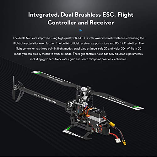 OMPHOBBY M2 Explore RC Helicopter for Adults Dual-Brushless Motor Direct-Drive 6CH RC Helicopters with Adjustable Flight Controller,3D Flight RC Plane Outdoor New Version BNF(No Controller-Yellow)