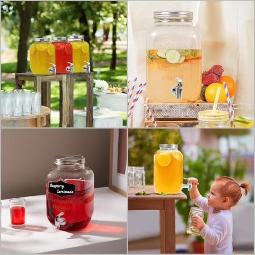 Image of ABOUT SPACE 4 Litre Glass Juice Dispenser - Water Pitcher for Detox Water - Mason Jar - Counter Table Top Infused Water & Beer Dispenser- Air Tight Lid Pitcher for Home & Kitchen Glassware, Restaurant