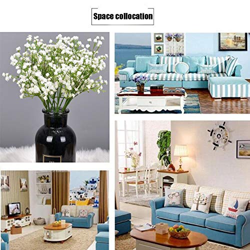 5Pcs Artificial Flowers, Fake Flowers Silk Plastic Artificial Gypsophila Realistic Flower Arrangements Wedding Decoration Table Centerpieces(White)