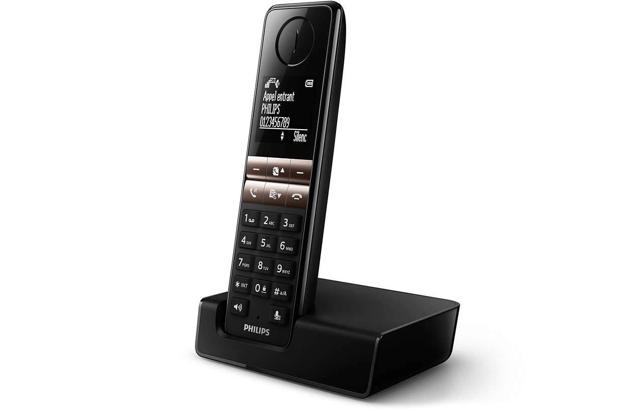 Philips D4701B/​34-​2 Teléfono Fijos Inalámbrico, 16h de Conversación, Retroiluminación, HQ-​Sound, Manos Libres, Identificador de Llamadas, Agenda 50 Nombres y número - Negro (Compatible: ES, IT, FR)
