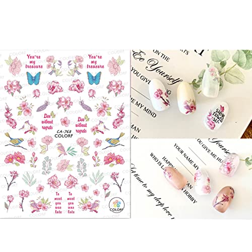 Isa&Bosco Summer Nail Stickers - Tropical Nail Art Stickers Mixed Style Colorful Flowers Leaves Butterflies Bamboo Birds Wild Flowers Tropical Flowers Diy Acrylic Nail Decals Suitable For Women Girls #TOP4