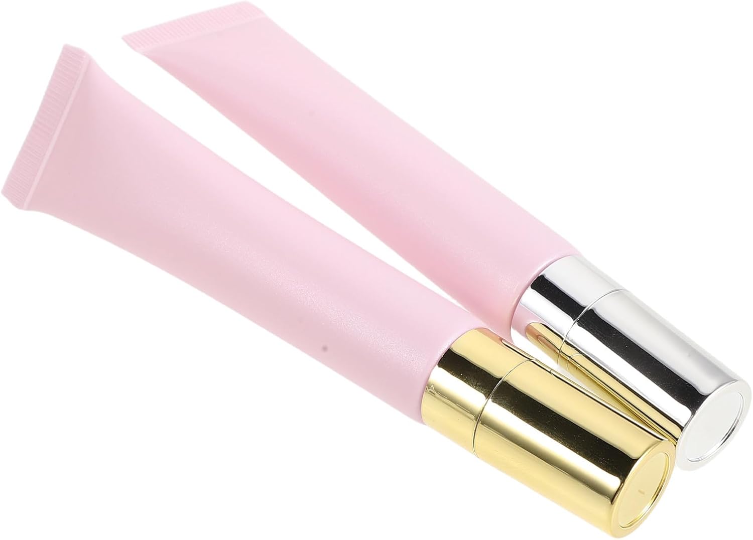 2pcs 20g Pink Matte Finish Refillable Squeeze Tubes with Zinc Alloy Caps for Essential Oil Makeup Container and Travel Cream Sample Bottle, Portable Eye Cream Container