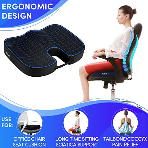 Seat Cushion for Office Chair, Desk Chair Cushion for Long Sitting, Ergonomic Butt Cushion for Desk Chair, Gel Office Chair Seat Cushion, Memory Foam Butt Support for Chair - Thumbnail 2