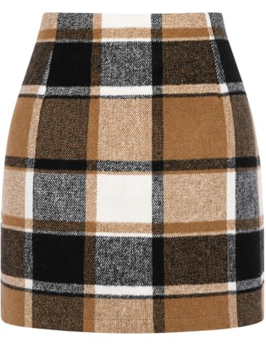 Womens High Waist Plaid Skirt Bodycon Pencil Wool Mini Skorts