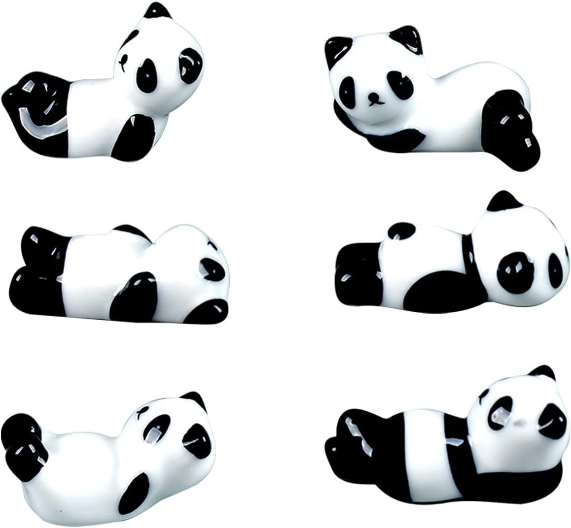 YEYILILINHONG 6PCS Cute Ceramic Panda Chopsticks Rest Rack Stand Holder for Chopsticks, Ceramic Ware Chopsticks Stand Rest Rack๏ผGift for Boys Girls Kids