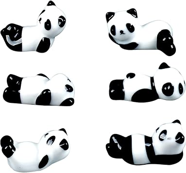 6 Pack Panda Chopsticks Rest Set,Cute Ceramic Chopsticks Holder Rack for Dinner Fork Spoon Knife Tableware,Home Kitchen Gift