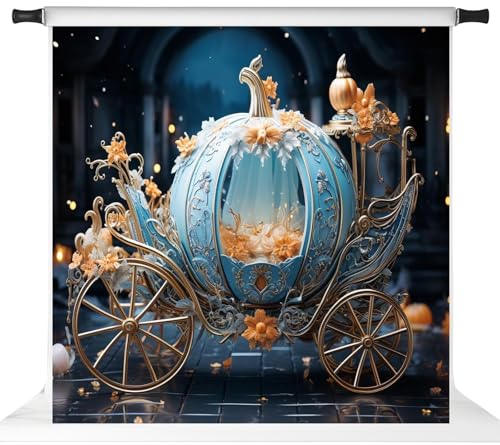 Toile de fond princesse citrouille décor photo anniversaire grand format