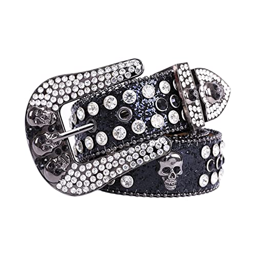 Head Skull Buckle Belts Women Pu-leather Strap Rhinestone Buckle Belts Western Cowboy Girls Fashion Belt For Jeans