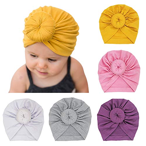 5 Pack Baby Hat Knot Head Wrap Toddler Kids Girl Boy Soft Cotton with Nursery Beanie Hospital Cap
