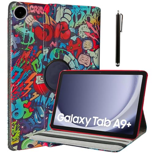 ProElite Cover for Galaxy Tab A9 Plus 11 inch Case Cover, 360 Rotatable Smart Flip Case Cover for Galaxy Tab A9 Plus 11 inch Tablet with Stylus Pen, Hippy