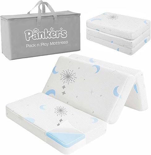 PanKers Pack n Play Mattress 38"x26" Memory Foam Trifold Pack and Play Mattresses with Washable Breathable Cover, Portable Thick Mattress for Pack N