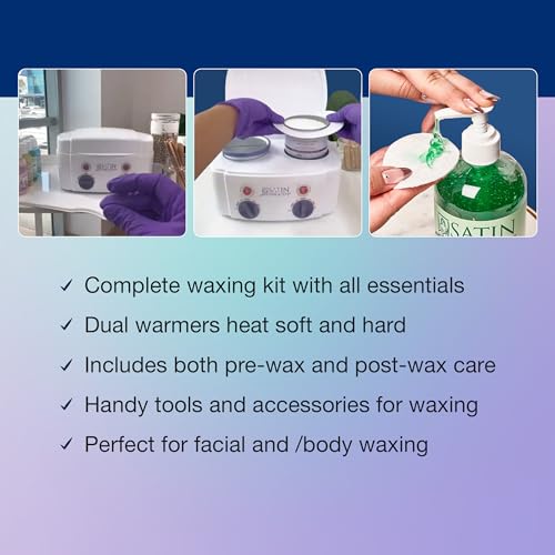 Image of Satin Smooth Double Wax Warmer Kit - Signature Series, Dual Wax Pot Heater for Hard & Soft-Wax, Hair Removal for Face & Body, Brazilian Bikini, Waxing Kit for Women & Men