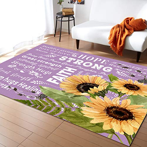 Alfombras De Área Caserío Girasoles Y Textos Día De La Madre Lavable Felpudo Duradero,Antideslizante Felpudo Entrada para Decorativa Exterior Tienda 120X160Cm