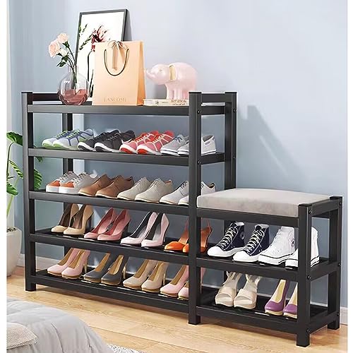 Organisateur de chaussures avec banc à 5 niveaux pour ranger 24 paires