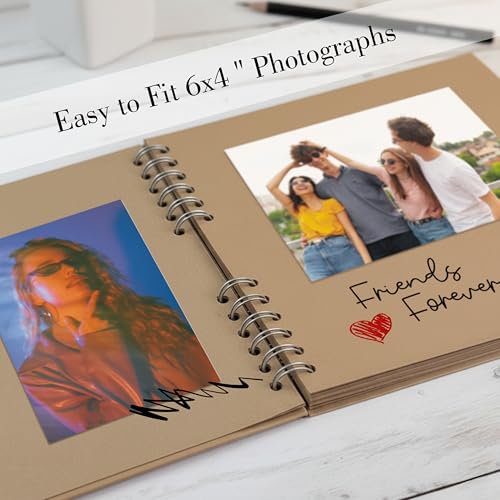 Image of Zaslan Scrapbook Album, 60 Pages /30 Sheets, Brown Thick 200gsm Kraft Paper, Photo Album Scrapbook, Memory Book - Ideal for Your Scrapbooking Albums Art & Craft Projects (8.5 x 8.5 Inch)