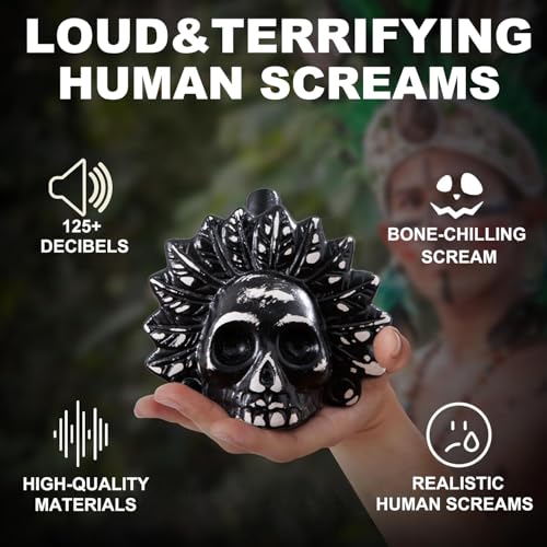Aztec Death Whistle, Up To125+ Decibels Loud Real Screaming Aztec Death Whistle Loudest, Real Screaming Aztec Death Whistle Authentic Human Sounding Screams Aztec War Whistle(Black-White)