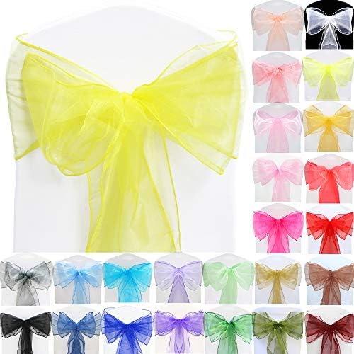 Time to Sparkle 50pcs 22x280cm Precious Gold Organza Sashes Wider Sash Fuller Bows Chair Cover Bows Sash for Wedding Party Birthday Decoration