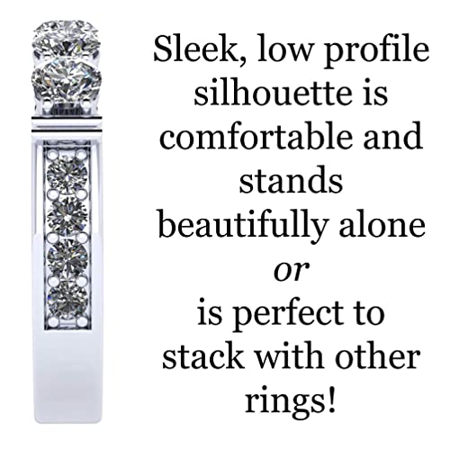 NANA Jewels 5 Stone-1carat Simulated Diamond Anniversary ring/wedding band-Shared Prong-Sterling Silver2