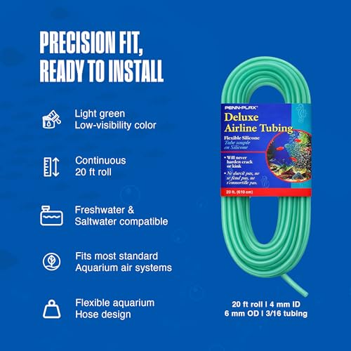 Image of Penn-Plax Deluxe Airline Tubing for Aquariums - Made of Durable Silicone - Safe for Freshwater and Saltwater Fish Tanks - 20 Feet