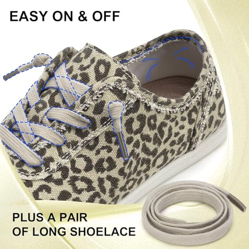 Image of ZYEN Arch Support Shoes for Women - Canvas Casual Sneakers Low Top, Orthopedic Walking Shoes Women, Non Slip Fashion Sneakers Outdoor 8830 Leopard 40