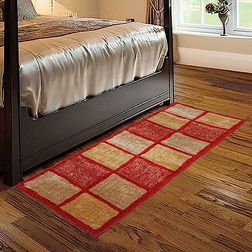 Image of THE HOME TALK Modern Polyester Area Rugs | Carpets for Living Room, Kitchen, Kid's Room, Bedroom | Microfiber Polyester Rugs | Shaggy Floor Carpet | Anti Skid Store (Maroon, 50 x 150 cm)