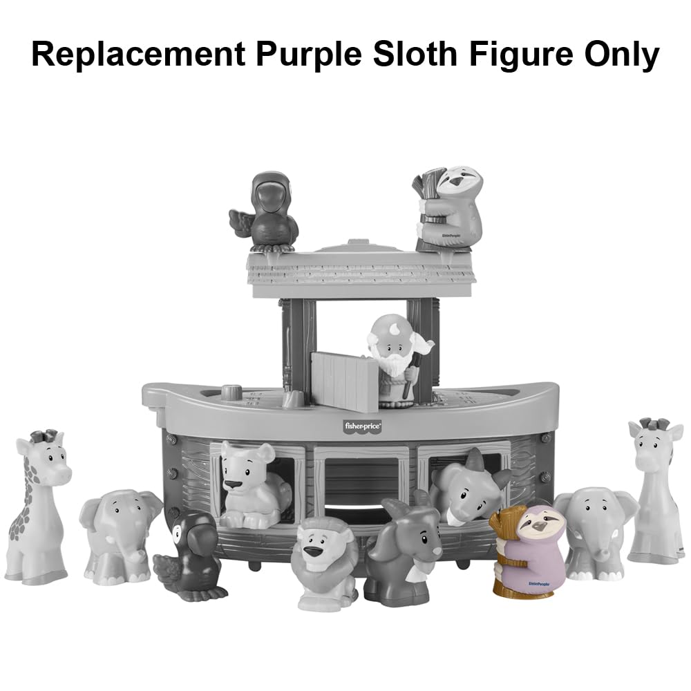 Część zamienna do Fisher-Price Little People Noah's Ark Playset - HNG03 ~ zapasowa fioletowa figurka leniwca ~ Współpracuje z innymi zestawami ~ figurka biblijna dla dzieci