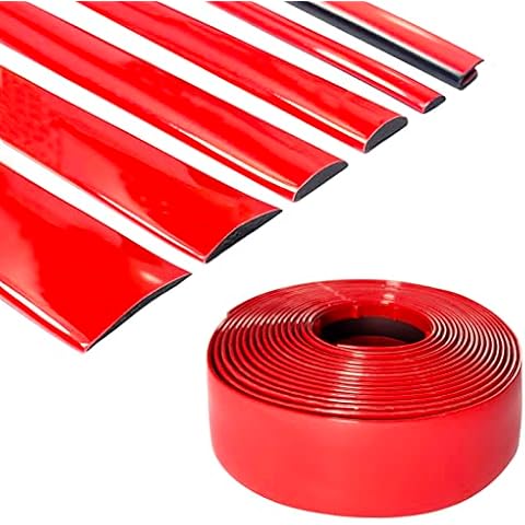Solid Red Car Motor Bike Self-Adhesive Exterior and Interior Molding Trim Universal Dashboard Bumper Window Door Body Side Decorative Strip Scratch-Proof (Width: 2-3/4 inch (70mm), 25Ft) Cover