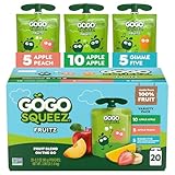 GoGo squeeZ Applesauce and Fruit Puree Variety Pack, Apple, Peach & Gimme Five!, 3.2 oz (Pack of 20), Unsweetened Fruit Snacks for Kids, Gluten Free, Nut Free, BPA Free Pouches (Packaging May Vary)