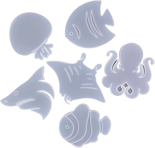Miniatura 1 de Molde epoxi de 4 pulgadas con temática marina, molde de silicona de fundición de resina para bricolaje, pulpo, tiburón, medusa, pez payaso, pez