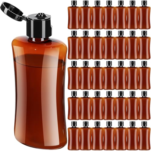 Domensi 36 Pcs 3.4 oz Travel Bottles Bulk Plastic Squeeze Lotion Bottles with Flip Cap Small Portable Travel Leak Proof Refillable Empty Cosmetic Container for Toiletries Liquid Shampoo(Amber)
