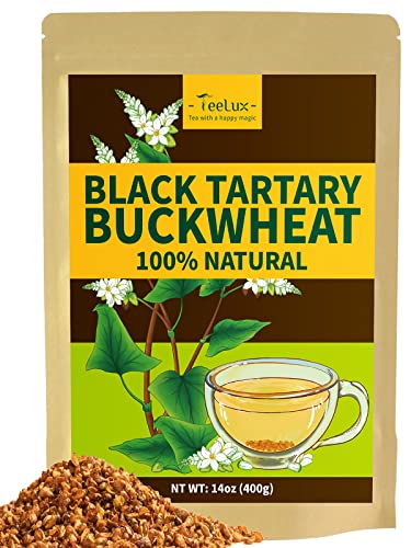 Image of TeeLux Tartary Buckwheat Tea, Roasted Buckwheat Groats, Caffeine Free, 14oz | High Mountain Roasted Buckwheat Groats, Nutty & Toasty Flavor, Loose Leaf, Sugar Free, Enjoy Hot or Iced
