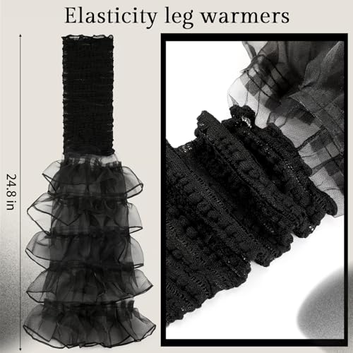 4 Pairs Women Leg Warmers Y2k Lace Leg Warmers Cute Kawaii Lace Gloves Long Ruffle Socks for Wedding Halloween Party2