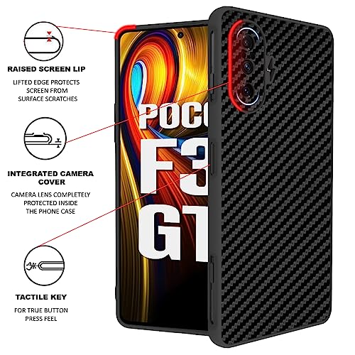 Image of RIGGEAR Sleek Poco F3 GT Back Cover Case (PC+TPU|Black CF)