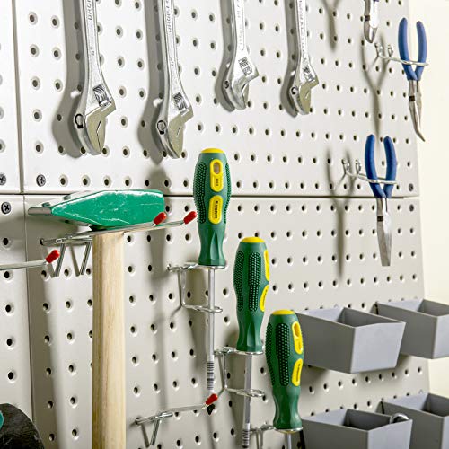 Wallmaster Pegboard Organizer Garage Storage - 48Pcs Pegboard Hooks Set, Pegboard Tool Organizer With 48X24 Inch Steel Peg Board & 4 Storage Bins (Beige) #TOP5