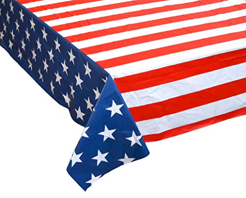 Iconikal Plastic Tablecloth Table Cover, American Flag, 54 X 108-Inch, 3 Pack #TOP1