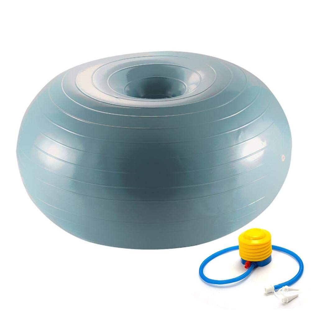 IRIS Fitness Exercise 50 cm Donut Yoga Ball Workout Core Training Stability Ball for Yoga Pilates Balance Training with Inflatable Pump (Grey)-picture-27