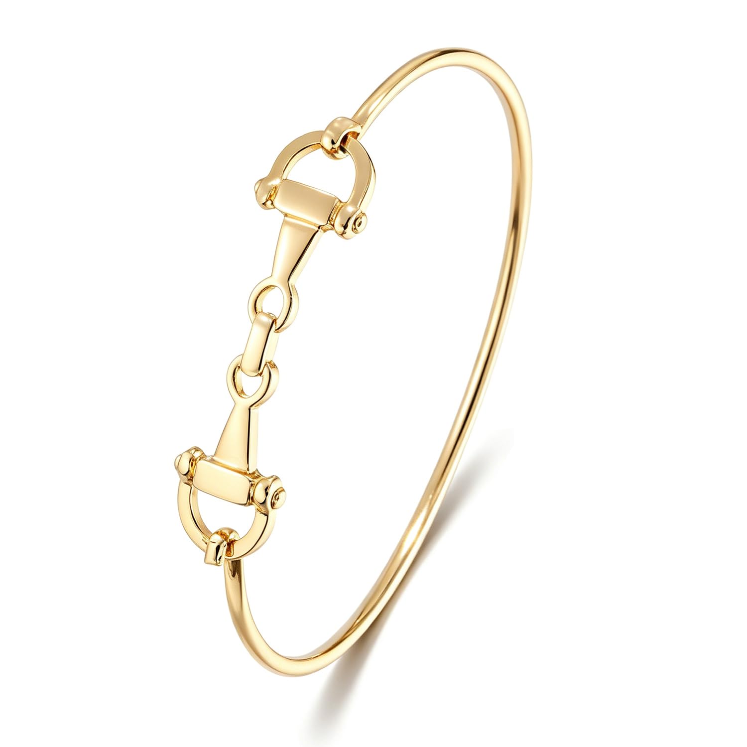 Horse Snaffle Bit Bracelet for Women 14K Gold Plated Equestrian Horsebit Bangle Adjustable Chain Bracelet Western Horse Lover Jewelry Gift