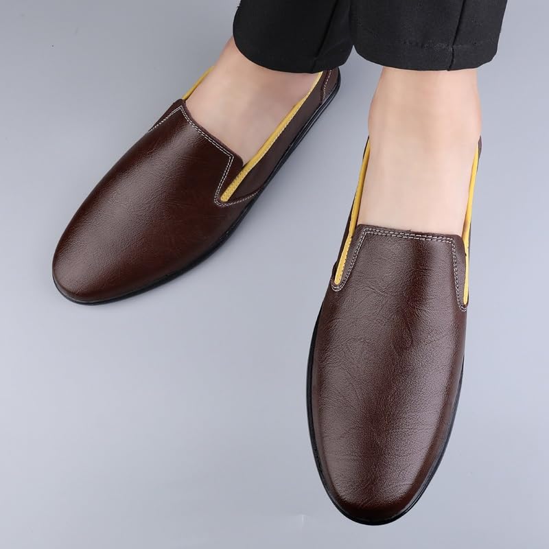 Men's Loafers Shoes Round Toe PU Leather Two Tone Loafer Shoes Flexible Lightweight Comfortable Walking Slip On4