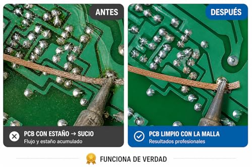 Miniatura 3 de Malla Desoldadora 2mm X 1,5m Cinta De Cobre Para Desoldar Estaño Limpieza Pcb Y Smd Incluye Esponja Limpieza Soldador