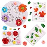 Puocaon Flowers Polymer Clay Molds - 4 Pcs Polymer Clay Molds for Earrings Making, Daisy Roses Polym