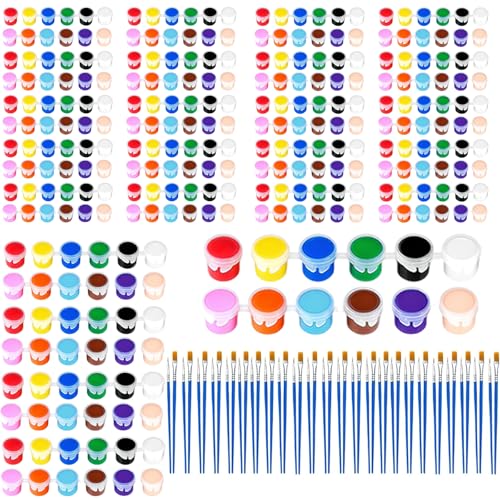 24 Pack Mini Acrylic Paint Set 12 Colors Washable Acrylic Paint Strips with 48Pcs Painting Brushes for Kids&Adults Paint 336 PCS Kids Painting Kit for Birthday Party Favor Classroom Art Gift