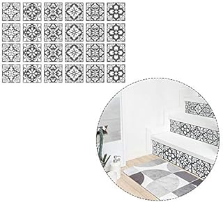 RASHION 24 pcs Wall Tile Stickers, Wall Tile Transfer Stickers, Stick on Wall Tile Peel and Stick, Self-Adhesive Tile Decals Sticker for Bathroom Kitchen Home Decor (8 x 8 inch, Grey and White)