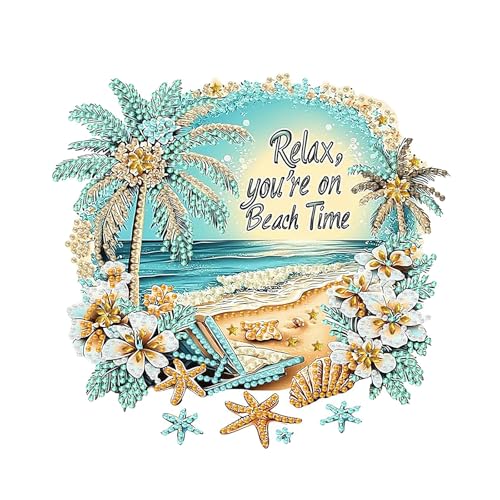 Aestalrcus Beach Summer Diamond Art Kits for Adults Special Shape Diamond Painting DIY Gem Art Crystal Rhinestones for Gift Home Wall Decor 12x12 Inch