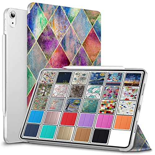 Image of DuraSafe Cases for iPad PRO 11 Inch 1 Gen 2018 [ PRO 11 1st ] A1980 A1934 A2013 A1979 MU0T2HN /A MU0Y2HN /A Printed Slim Lightweight Protective PC Dual Angle Stand Clear Flip Back Cover - Diamond Grid