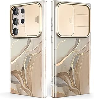 SHEDEER Samsung S23 Ultra Case with Slide Camera Cover Samsung Galaxy S23 Ultra Case Stylish Chic Shiny S23 Ultra Case Shockproof Scratch-Resistant Slim Lightweight S23 Ultra Phone Case 6.8'' Beige
