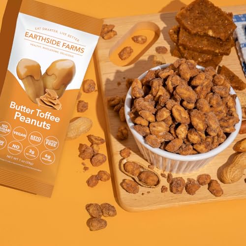 Image of Earthside Farms - Butter Toffee Peanuts, Candied Peanuts, No Sugar Added, Keto Friendly Snack, Non GMO, Plant Protein, Vegan Snack (1oz, 6 pack)