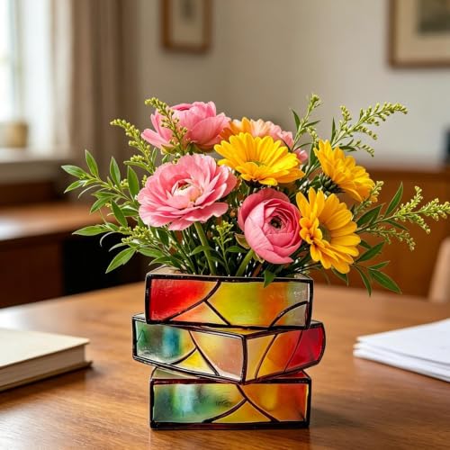 Florero con forma de libro apilable para decoracion de casa y suculentas 4