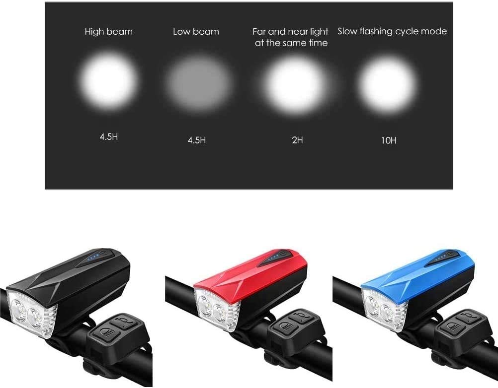 Luces de Bicicletas Recargables USB Frente y Espalda, Luces de Bicicleta de 1200mAh Conjunto de Luces de Gran Angular, fácil de Instalar Luces de Bicicleta, Carretera y montaña Ciclismo Faro de